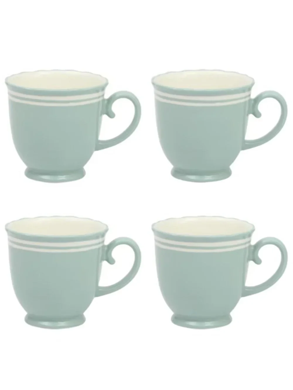 The Pioneer Woman Home Sage Blue Floral Farmhouse Style Ceramic Coffee Mugs Set